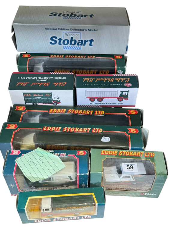 Collection of Eddie Stobart diecast vehicles.