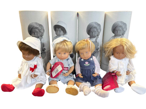 Four various Sasha dolls, Irka, Stine, Celina and Unknown in tubes.