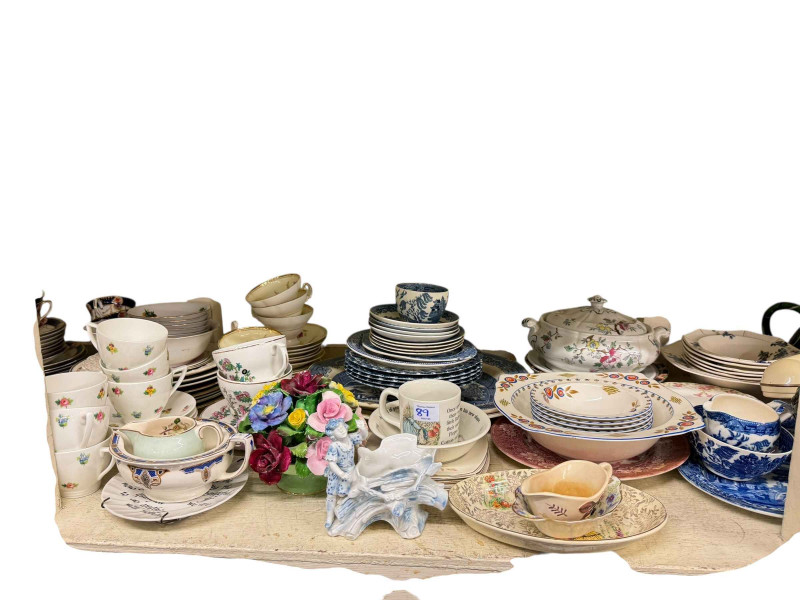 Collection of decorative porcelain, part teawares, Ringtons, collectors plates, etc.