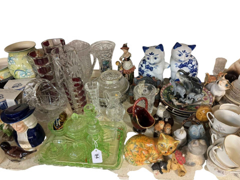 Collection of coloured glass, commemorative wares, figurines, etc. thumbnail