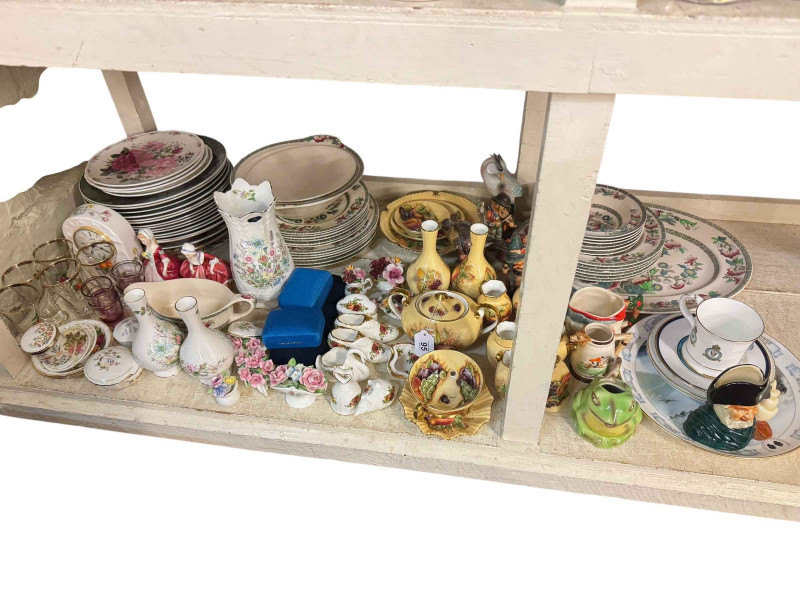 Aynsley Orchard Gold, Royal Albert Old Country Roses, Hummel figures, toby jugs, etc.