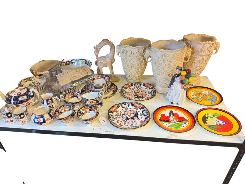 Limited edition Clarice Cliff Bizarre plates, Royal Crown Derby, Royal Doulton Biddy Penny Farthing, Oriental style vases, etc.