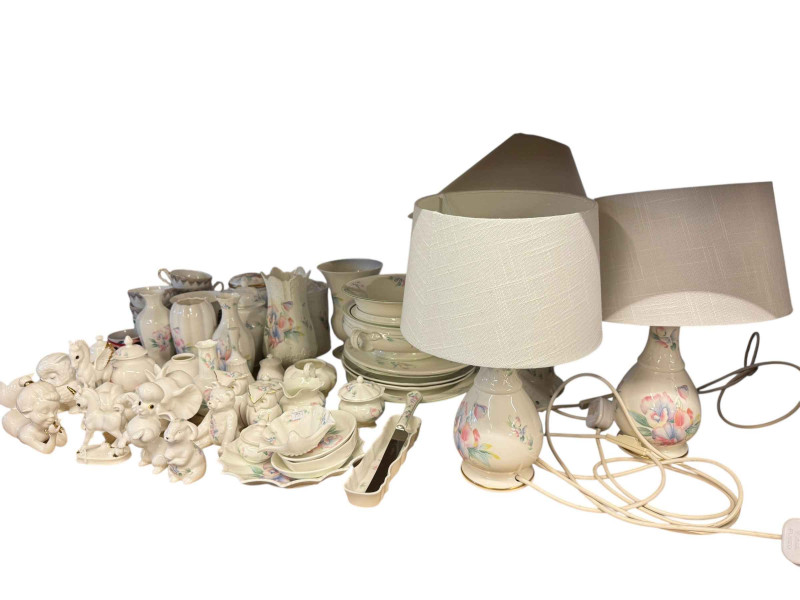 Collection of Aynsley Little Sweetheart including table lamps, Royal Osbourne figurines, etc.