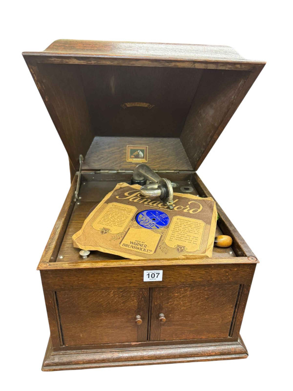 His Masters Voice table top gramophone.