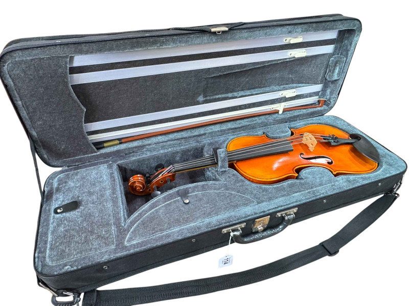 Violin and bow in case.