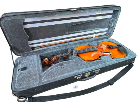 Violin and bow in case.