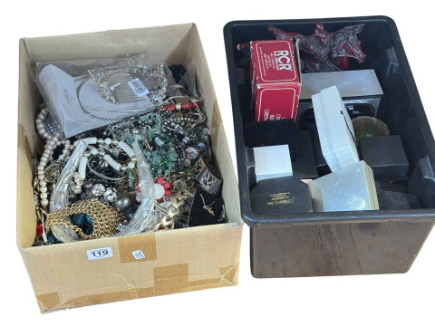 Collection of costume jewellery, clocks, etc.