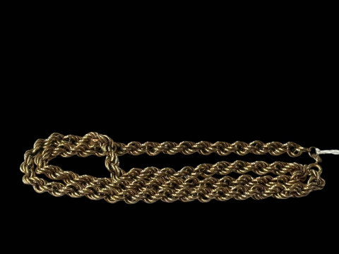 9 carat gold rope twist necklace, 46cm.