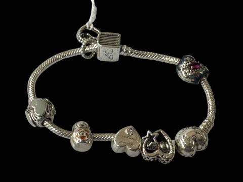 Pandora silver charm bracelet.