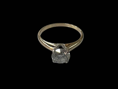 Diamond solitaire 1.5 carat plus 14 carat gold ring, size R.