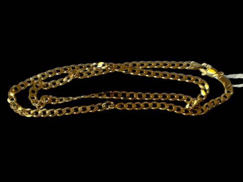 9 carat gold flat chain link necklace, 38cm length.