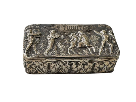 Victorian silver embossed box by Nathan & Hayes, Birmingham 1876, 10cm...