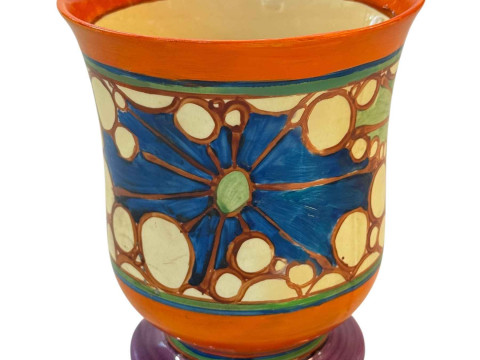 Clarice Cliff Broth pattern goblet vase, shape 353, 15cm.