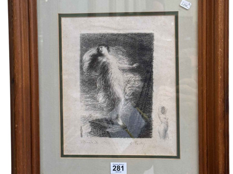 Henri Jean Fantin-Latour, female study lithograph, signed in pencil, framed,...