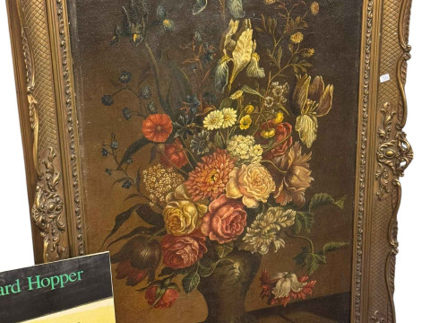 Gilt framed Still Life oil on canvas, 102cm by 76cm including frame and...