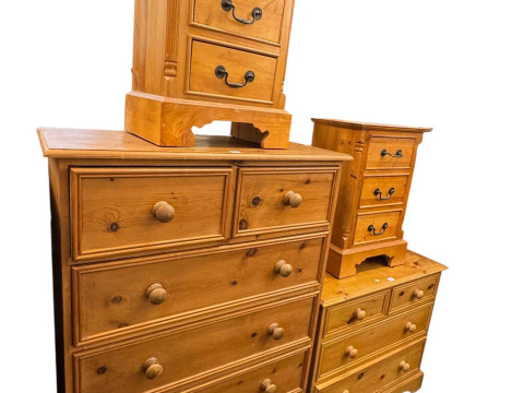 Pine chest of two short above four long drawers, 132cm by 92cm by 45cm,...