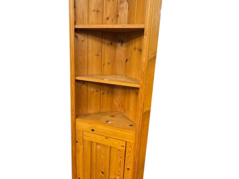 Pine four tier open bookcase, 108cm by 126cm by 24cm and pine open topped...