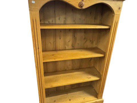 Pine four tier open bookcase with three adjustable shelves, 137cm by 89cm...