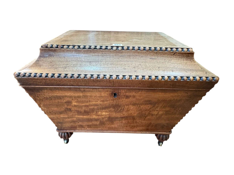 19th Century mahogany sarcophagus shaped cellarette, 50.5cm by 64cm by 47cm.