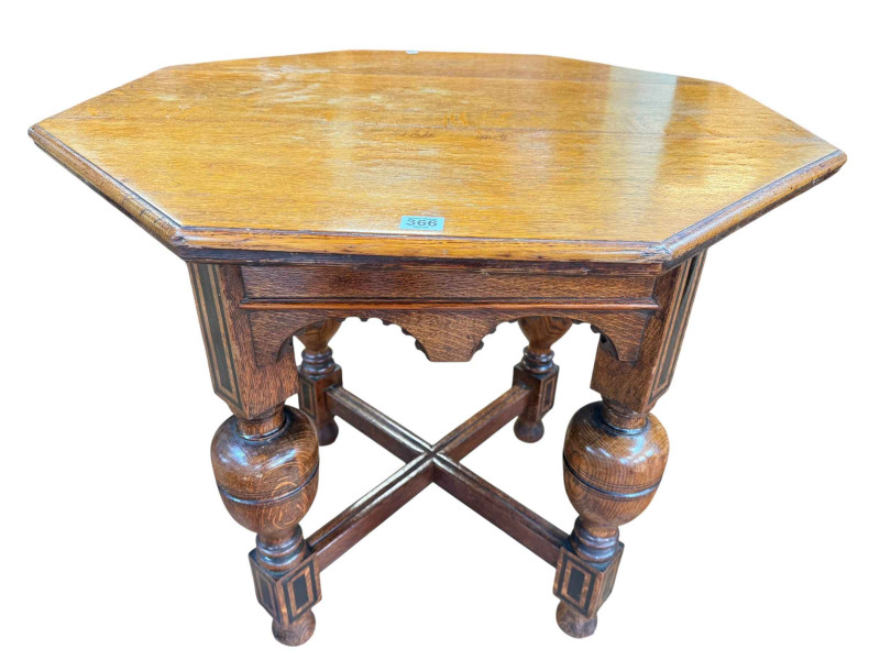 Early 20th Century octagonal oak centre table, 74cm by 84cm by 83cm.