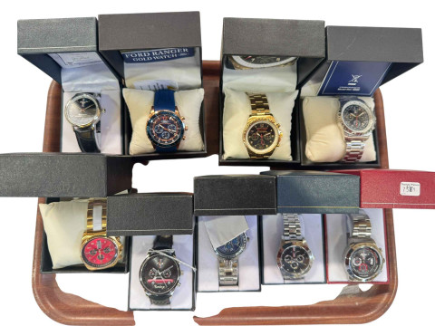 Nine gents wristwatches, all Ford themed including Mustang.