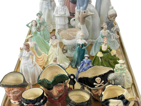 Collection of Lladro, Nao, Coalport and Doulton figures and six Doulton...