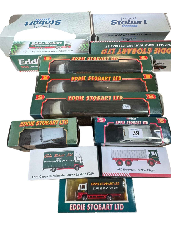 Collection of Eddie Stobart diecast vehicles.