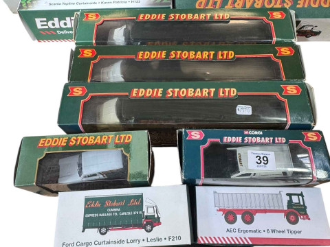 Collection of Eddie Stobart diecast vehicles.