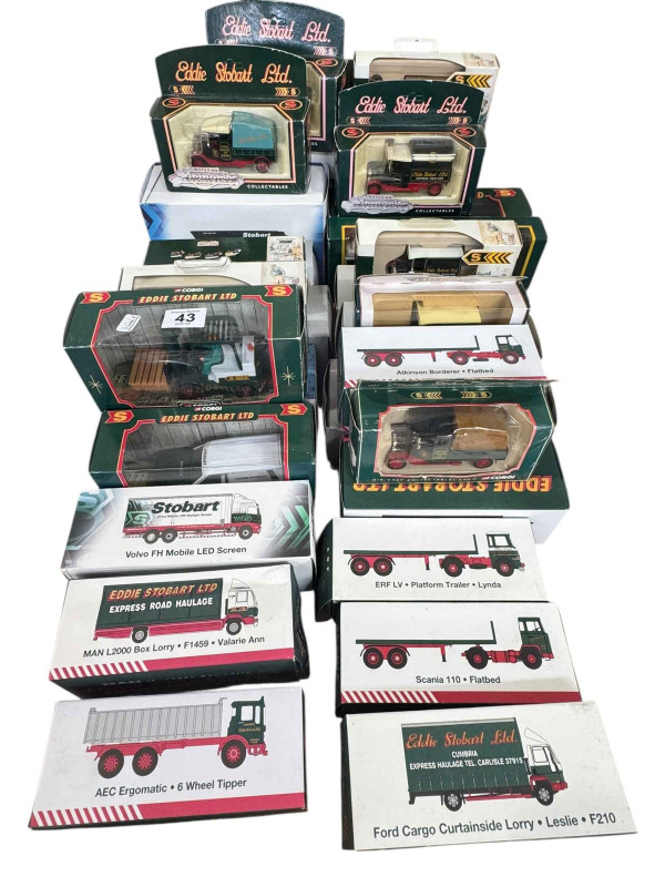 Collection of Eddie Stobart diecast vehicles including Corgi, Atlas Editions, etc.