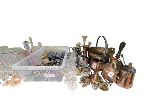 Collection of metalwares, souvenir spoons, glass, etc. thumbnail