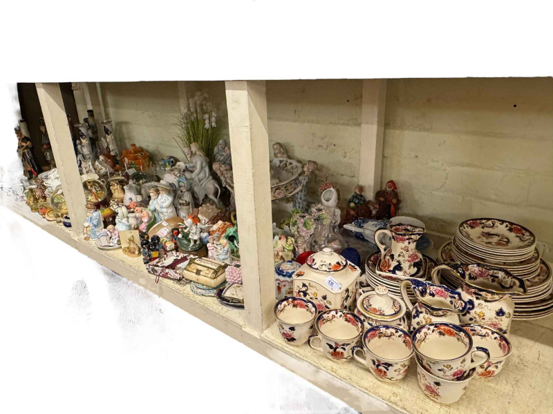 Collection of Masons Mandalay, Continental comport, cameo, conch shells, snow globes, figurines, etc.