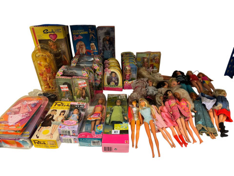 Collection of mainly Barbie and Sindy dolls including 1960's talking Barbie...