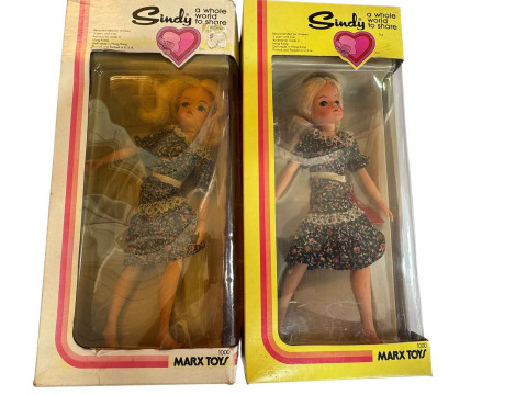 Collection of mainly Barbie and Sindy dolls including 1960's talking Barbie in outfit, 1970's Malibu Barbie with sunglasses, Sindy Marx Toys in boxes, 1970's Barbie Mattel, Sindy's Little Sister boxed 'That Rascal Patch', etc. thumbnail