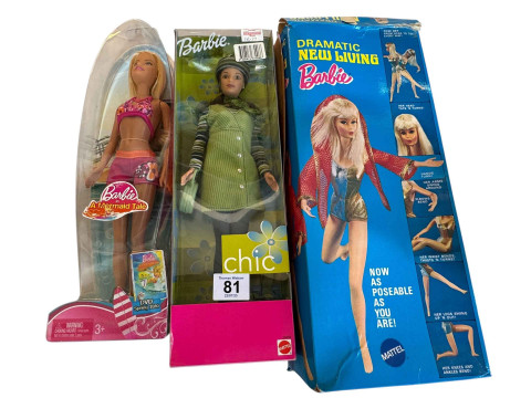 Collection of mainly Barbie and Sindy dolls including 1960's talking Barbie in outfit, 1970's Malibu Barbie with sunglasses, Sindy Marx Toys in boxes, 1970's Barbie Mattel, Sindy's Little Sister boxed 'That Rascal Patch', etc. thumbnail