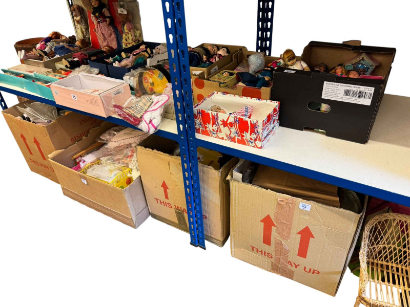 Collection of various dolls including Oriental, clothing, accessories, etc.