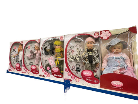 Five boxed Gotz dolls including Hannah and her Dog, Wien and Moritz.