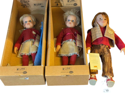 Three Steiff by Gotz dolls (two boxed).