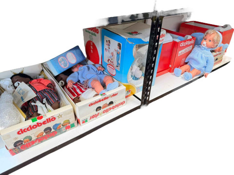 Collection of Cicciobello dolls, mostly boxed.