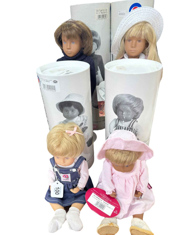 Four Sasha dolls, Meike, Victoria, Daniela and other, with tubes.