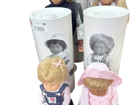 Four Sasha dolls, Meike, Victoria, Daniela and other, with tubes.