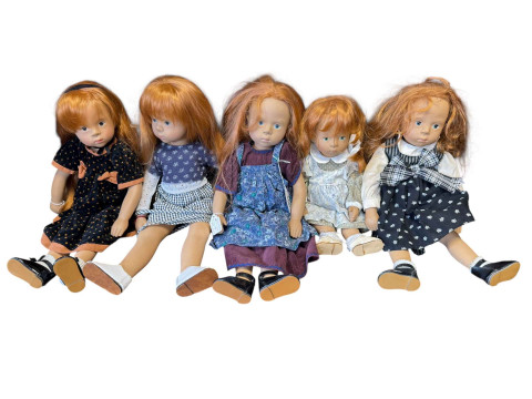 Five Sasha Red Head Dolls, unboxed.