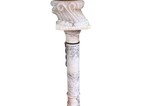 Ornate Italian marble 'Birth of Venus' in oyster shell lamp on a Italian...
