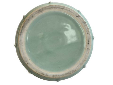 Chinese Celadon Tulip vase, designed as seven small vases in bowl, 17cm. thumbnail