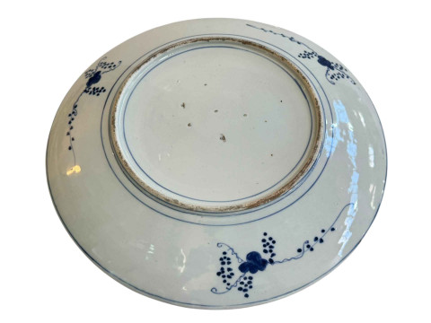 Large blue and white Chinese charger decorated with house on lake in landscape scene, 46cm diameter. thumbnail