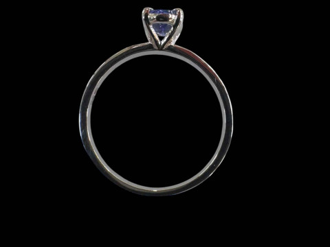 18 carat white gold and oval tanzanite single stone ring, size M. thumbnail