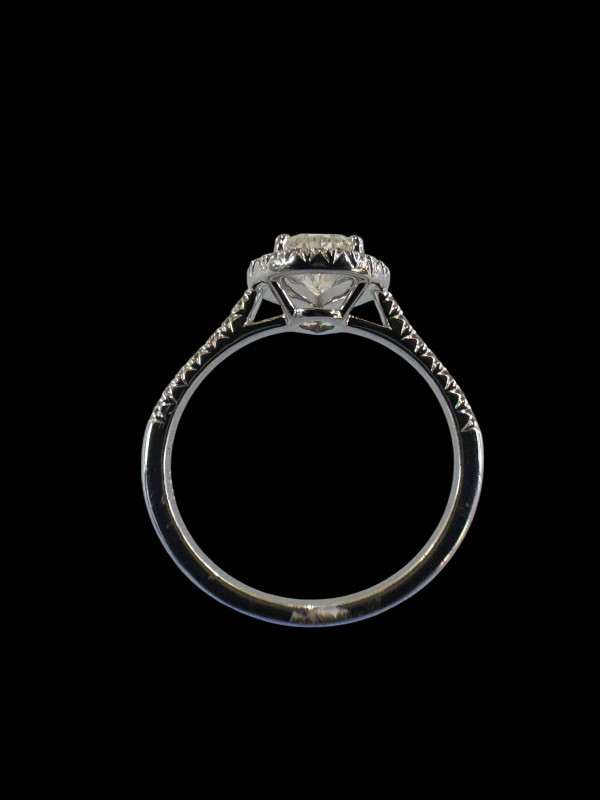 18 carat white gold pear shaped diamond cluster ring, size O.