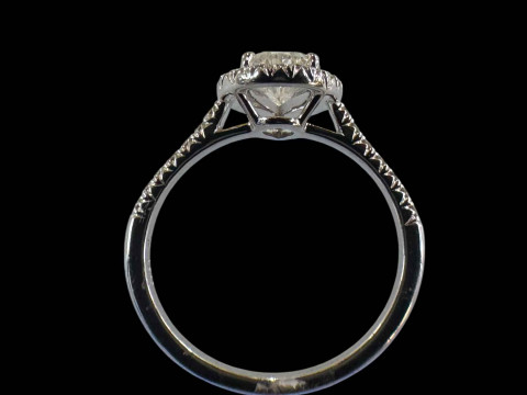 18 carat white gold pear shaped diamond cluster ring, size O. thumbnail