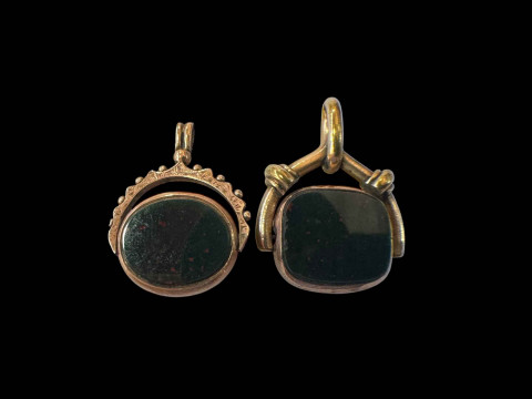 Two late Victorian 9 carat gold swivel fobs.