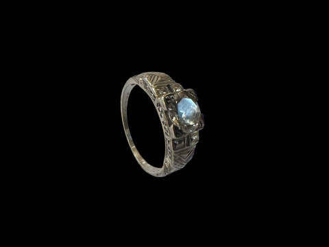 Solitaire diamond (approx 1 carat) 18 carat white gold ring, size N/O.