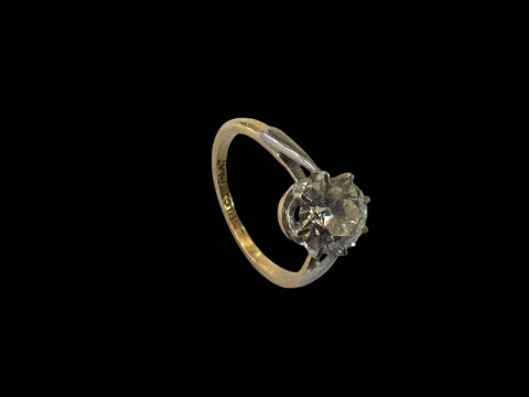 Solitaire diamond 18 carat gold and platinum ring, stone approximately 0.9 carat, size I. thumbnail